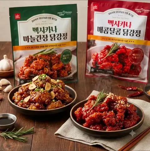 멕시카나 닭강정, 매콤달콤, 500g, 2개 + 마늘간장, 500g, 1개