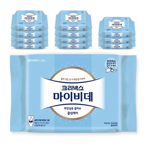 크리넥스 마이비데 클린케어 46매 X 12팩 화장실용 비데물티슈 16,420원 (무료)