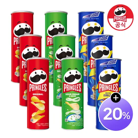 프링글스 오리지날 110g 외 3개+3개+3개 (13,020원/무료)
