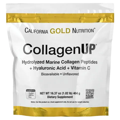 California Gold Nutrition (캘리포니아골드뉴트리션), CollagenUP® 히알루론산 함유, 가수분해 해양 콜라겐 펩타이드, 무맛, 464g(1.02lb)