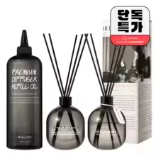 허브앤리빙 차량 방향제 230ml 2개(9,074원), 대용량 디퓨저 520ml 2개+리필 1050ml(2.1만)