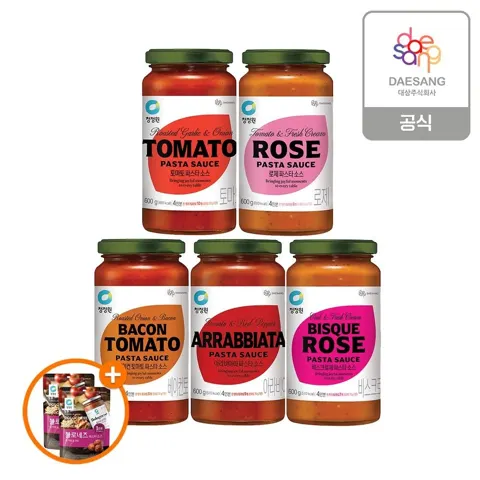 청정원 스파게티소스600g 5종 4개 골라담기+(증정)싱글파우치 볼로네즈 2개 (14,140원/무배)