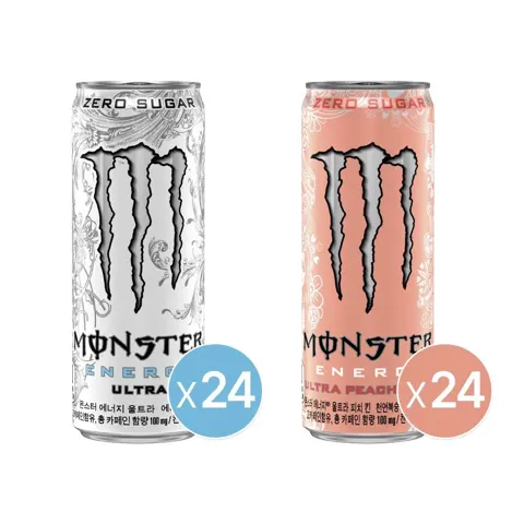 몬스터 에너지 울트라 355ml 24캔+몬스터에너지 피치킨 355ml 24캔 총 48캔