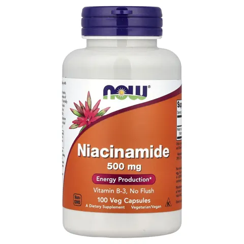 NOW Foods (나우푸드), 나이아신아마이드, 500mg, 베지 캡슐 100정