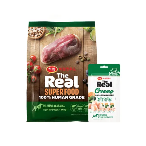 더리얼 슈퍼푸드 크런치 오리 어덜트 1.6kg + 크리미 50g