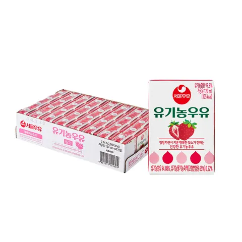 서울우유 유기농우유 딸기 120ml, 32개 (~소비기한 11/26) (9,900원/무료)
