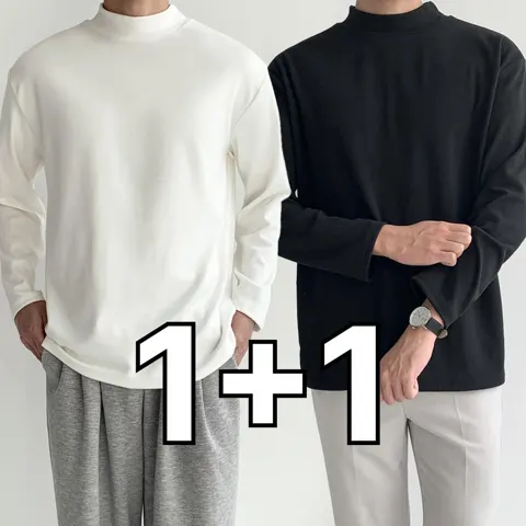 1+1 남자 반목티 남성 긴팔 티셔츠 간절기 겨울 폴라티
