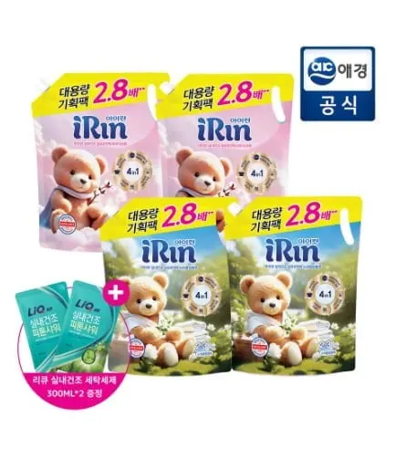 아이린 실내건조 섬유유연제 2.3L x 4개 + 세탁세제 600ml(22,962원/무료)