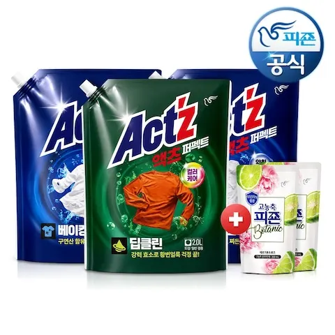 액츠 퍼펙트 일반드럼겸용 세탁세제 3종 2Lx3개+보타닉 섬유유연제 200mlx2개 (13,931원) (무료)