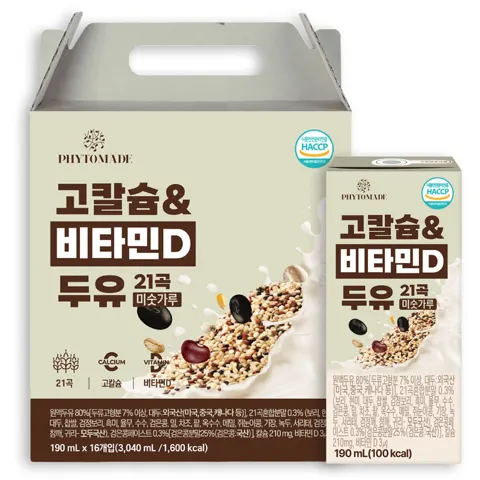 파이토메이드 고칼슘&비타민D 두유 21곡 미숫가루 16입 (6,060원/무료)