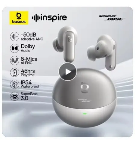베이스어스 인스파이어 XP1 -50dB 어댑티브 ANC 무선 이어폰 ($75)무배