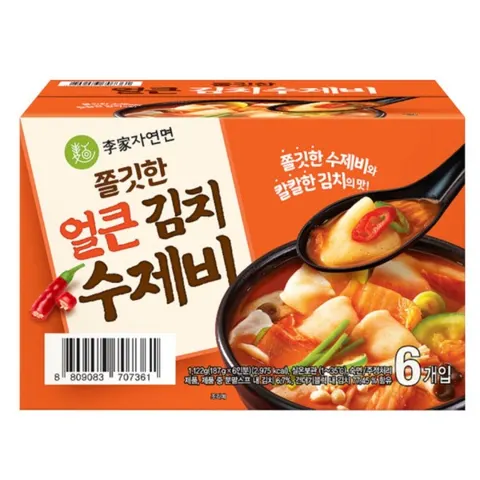 이가자연면 쫄깃한 얼큰 김치수제비 6개