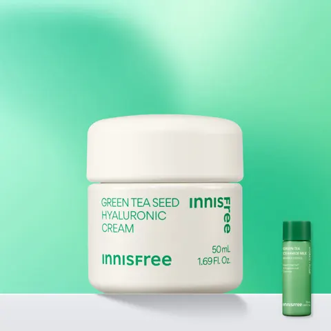 이니스프리 그린티 씨드 히알루론산 보습 속건조 수분크림 50ml, 1개, [더블구성] 이니스프리 그린티 씨드 히알루론산 보습 속건조 수분크림 50ml, 2개