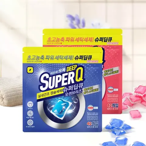 슈퍼딥큐 캡슐세제 오션브리즈 42개입+플라워코튼 42개입 (6,500원/무료)