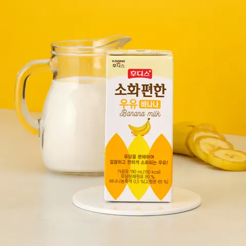후디스 소화편한 우유 바나나, 190ml, 24개 (11,370원/무료)