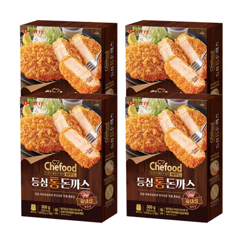 롯데웰푸드 쉐푸드 등심통돈까스 300g, 4개 (17,200/무료)