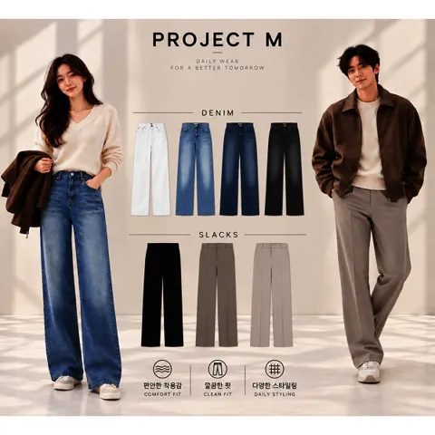 프로젝트엠 남/여 F/W 인기 데님/슬랙스 4종택1 (13,490원/무료)