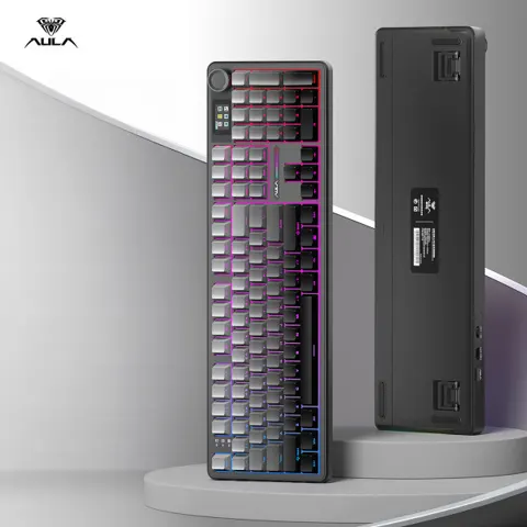 AULA 독거미 F108 pro 저소음 솜사탕축 기계식 키보드 블랙 8000mah