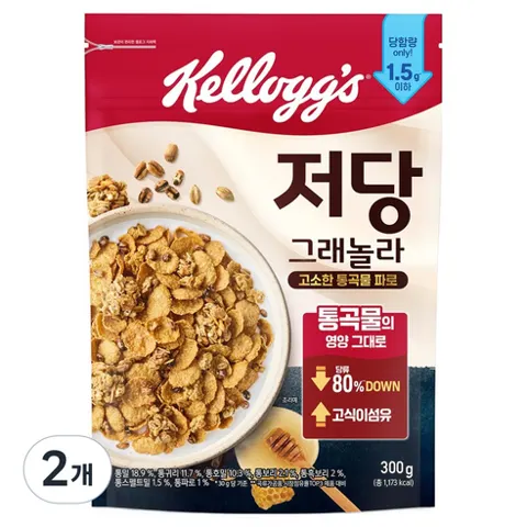 켈로그 저당 그래놀라, 300g, 2개