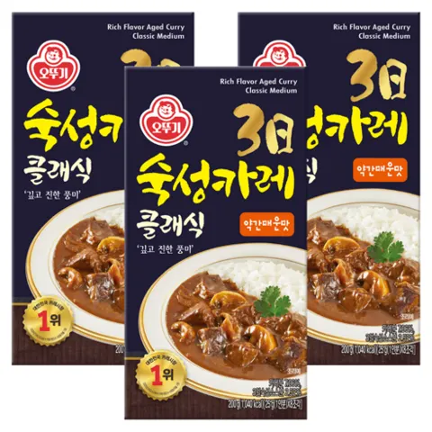 오뚜기 3일 숙성카레 클래식 고형 약간매운맛 200g 3개