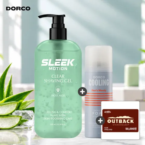 슬릭 모션 클리어 쉐이빙젤 프로스트 알로에 300ml + 쉐이빙폼 74ml
