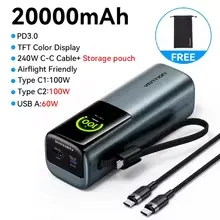 벤션 CCC 165W 20000mAh 보조배터리($30), CCC 45W 20000mAh($14), 22.5W 10000mAh 워치 무선 충전 보조배터리($10)