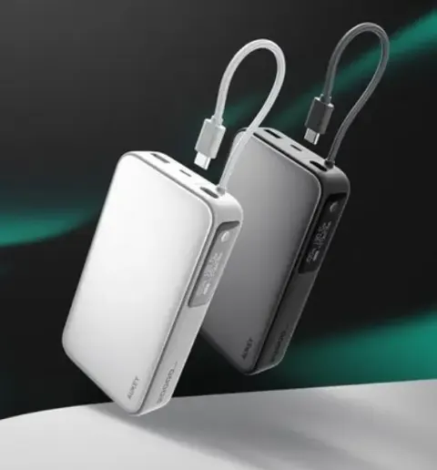 AUKEY 130W 초고속 대용량 멀티포트 케이블 내장형 보조배터리 20000mAh C타입