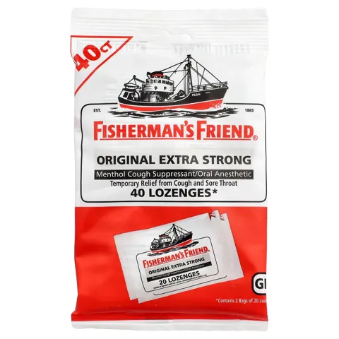 Fisherman's Friend (피셔맨즈 프렌드), 멘톨 기침 억제 사탕, 오리지널 엑스트라 스트롱, 40정