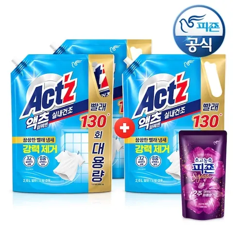 액츠 퍼팩트 실내건조 일반드럼겸용 2.6Lx2개+1개더 P(총 7.8L)+사은품