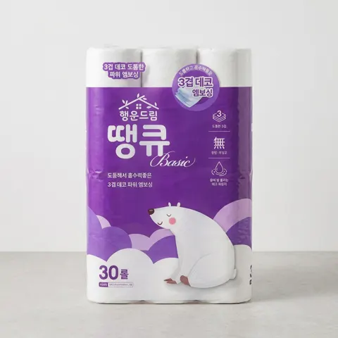 행운드림 땡큐 베이직 화장지, 3겹, 30롤, 14m, 1팩 (5,600/무료)