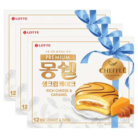 신제품 몽쉘 프리미엄 리치 치즈카라멜 444g 3개