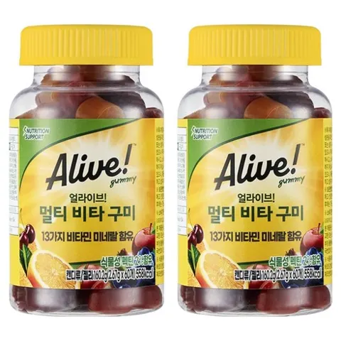 얼라이브 멀티 비타 구미, 60정, 2개 (27,560원/무료)