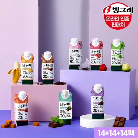 빙그레 더단백 드링크 8종 250ml 14팩+14팩+14팩+크런치바 1개증정