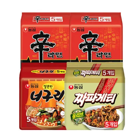 신라면 10입 + 너구리 5입 + 짜파게티 5입 (총 20봉) (14,800원/무료)