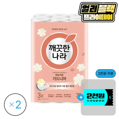 깨끗한나라 허브가든 가드니아 화장지 27m 30롤 2팩