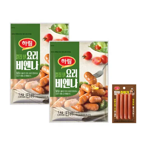 하림 칼집낸 요리비엔나 1kg 2봉 + 참맛후랑크 70g