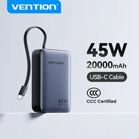 벤션 CCC 45W 20000mAh 휴대용 보조 배터리, 아이폰 18 Pro Max 및 삼