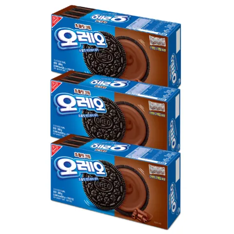 오레오 초콜릿 샌드위치 쿠키 초콜릿 크림, 300g, 3개