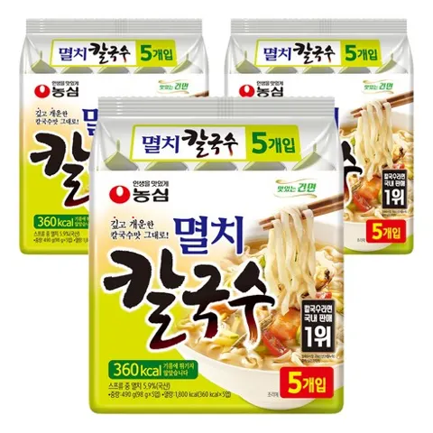 농심 멸치칼국수, 98g, 15개