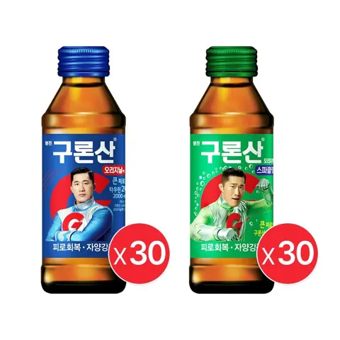 영진 구론산 오리지날액 150ml병 30개+영진 구론산 탄산 150ml병 30개 (27,840원)