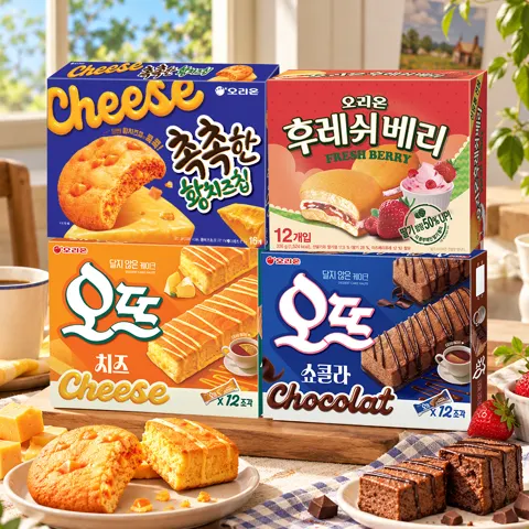 촉촉한 황치즈칩 16P+후레쉬베리 12P+오뜨치즈 12P+오뜨쇼콜라 12P(카페18,000원/무료)
