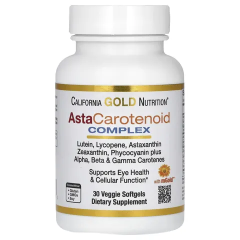 California Gold Nutrition (캘리포니아골드뉴트리션), 아스타카로티노이드 복합체, 루테인, 라이코펜, 아스타잔틴, 비타민A 함유, 베지 소프트젤 30정