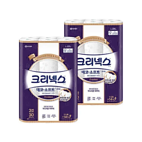 크리넥스 3겹 데코앤소프트 화이트 25MX30롤 2팩