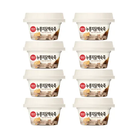 햇반 국산쌀 누룽지닭백숙죽267G 8개 즉석죽