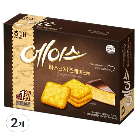 해태에이스 바스크치즈케이크맛, 364g, 2개