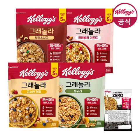 켈로그 그래놀라 시리얼 500g 4종 중 택3종 (11,510원/무료)