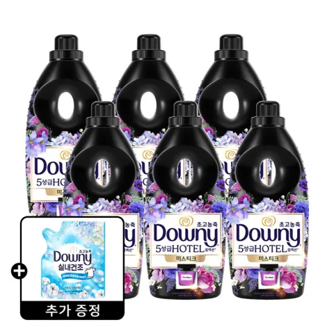 다우니 호텔컬렉션 섬유유연제 미스티크 1L 6개 +다우니 실내건조 코튼프레시 비누 200ml