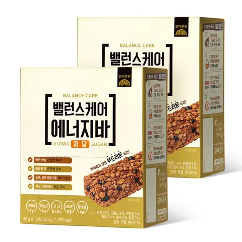 고려은단 밸런스케어 에너지바 저당 30G 12개입, 2개
