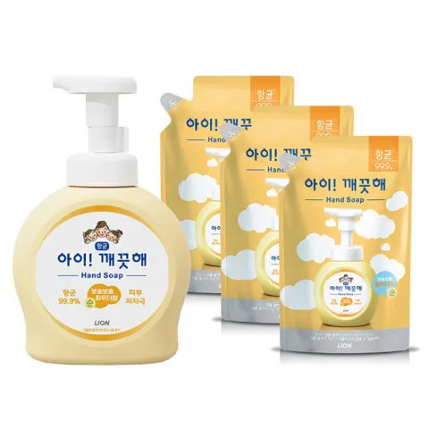 아이깨끗해 핸드워시 본품 용기 490ml 본품 용기 1개+450ml 리필 3개(향 선택)