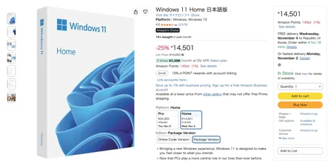 Windows 11 Home/Pro FPP (13,183엔~/...
